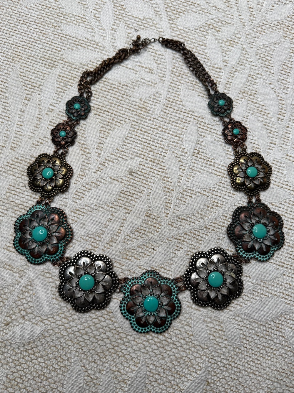 Boho Floral Turquoise Statement Necklace - Women Jewelry